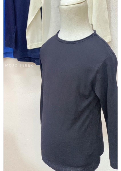 Erkek Çocuk Lazer Kesim Basic T-Shirt 0360 Siyah