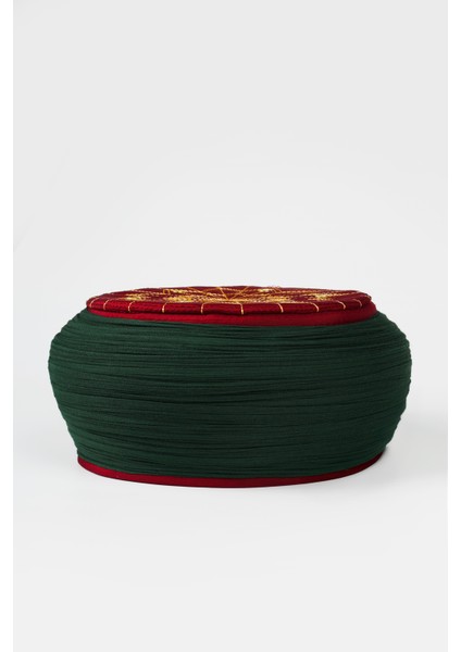 Talebe Sarığı - Yeşil Kumaş - Bordo Takke - Yuvarlak Sarım - Kuş Gözü - 5 Metre fırsatları