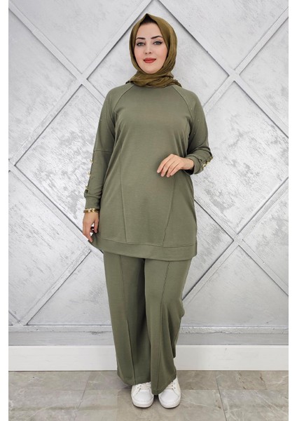 Kadın Nervür Dikim Düğme Detaylı Tesettür Takım modelleri