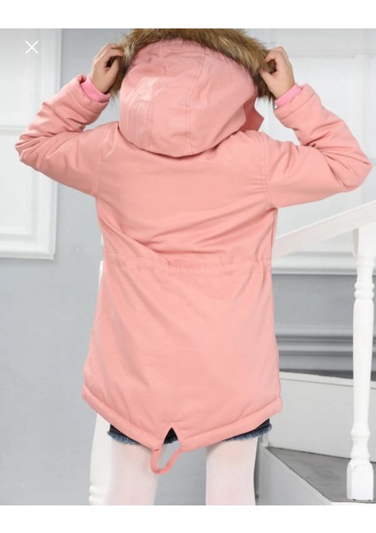 Kız Çocuk Su Geçirmez Çıkarılabilir Kapüşonlu Pelüş Kürk Astarlı Uzun Mont Kaban modelleri