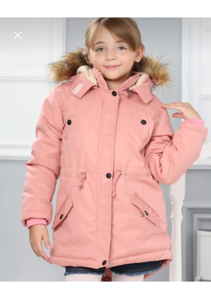 Kız Çocuk Su Geçirmez Çıkarılabilir Kapüşonlu Pelüş Kürk Astarlı Uzun Mont Kaban fırsatları
