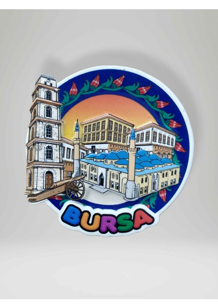 Bursa Temalı Kabartma Polyester Magnet Buzdolabı Süsü (KOD:968) 7 cm Çap fiyatları