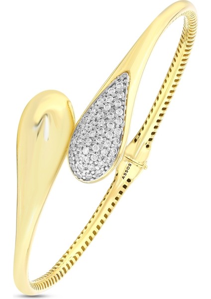 Taşlı Tasarım Altın Kelepçe - 14K modelleri