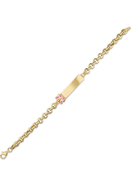 Kelebek Figürlü Altın Çocuk Künye - 14K modelleri