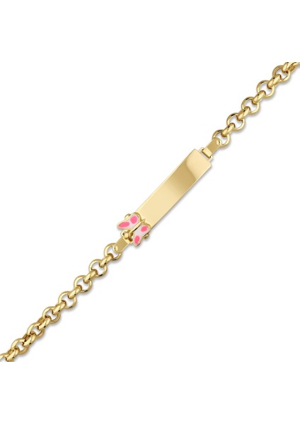 Kelebek Figürlü Altın Çocuk Künye - 14K fırsatları