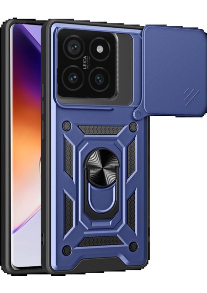 Xiaomi Mi 14T Pro Kılıf Pars Lens Yüzüklü Silikon - Lacivert - MRS7372-4095