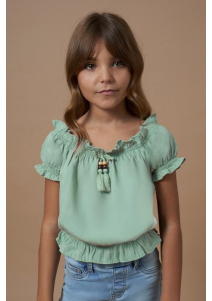 Kız Çocuk 8-16 Yaş Bluz 6026 Yeşil
