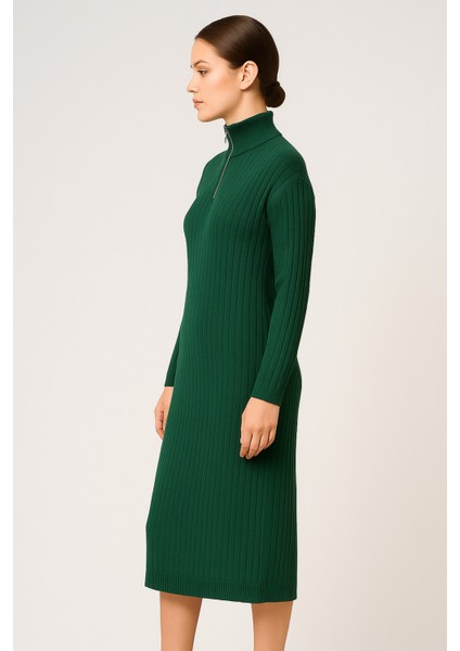 Yeni Sezon Fitilli Fermuar Detaylı Uzun Elbise fiyatları