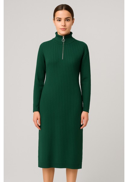 Yeni Sezon Fitilli Fermuar Detaylı Uzun Elbise modelleri