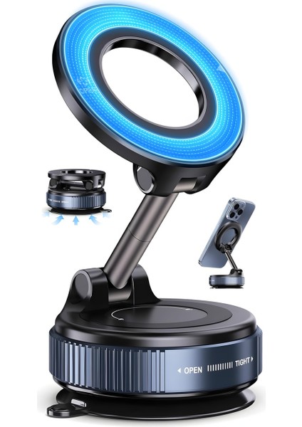 K007 360 Dönebilen Araç Içi Telefon Tutucu Vakumlu Magsafe Destekli Manyetik Mıknatıslı Masa Üstü Duvar Telefon Standı Magsafe Telefon Tutucu