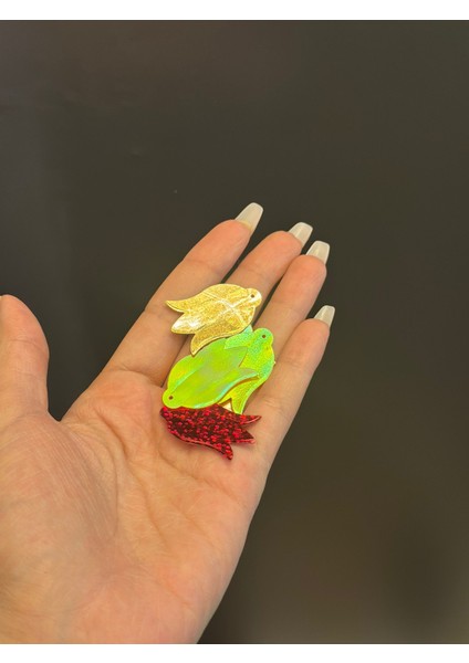 50 Adet 3 cm Lazer Kesim Lale Çanta Pul Payet modelleri