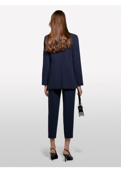 Streç Viskozlu Tek Düğmeli Regular Fit Blazer Ceket Kadın Lacivert Ceket - 325A2KVXLW025