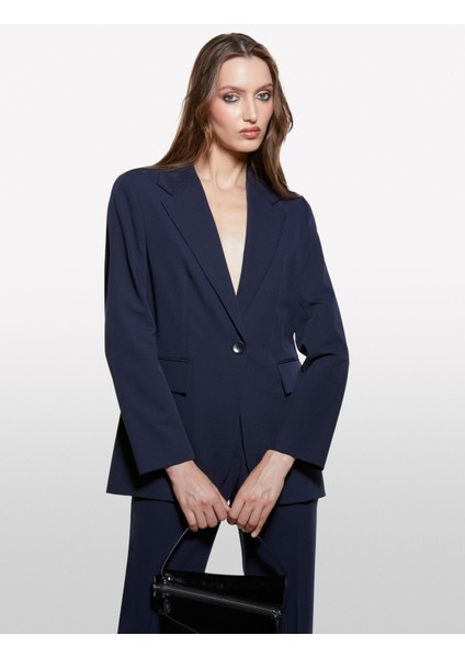 Streç Viskozlu Tek Düğmeli Regular Fit Blazer Ceket Kadın Lacivert Ceket - 325A2KVXLW025 modelleri