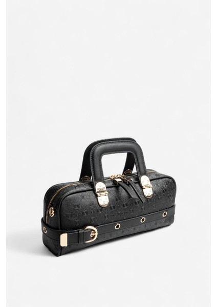 SP1258 Kadın El Çantası Logolu Siyah fiyatları