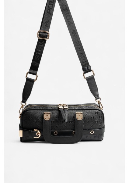 SP1258 Kadın El Çantası Logolu Siyah modelleri