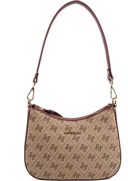 Koyu Bej - Bordo SP1259 Omuz Çantası