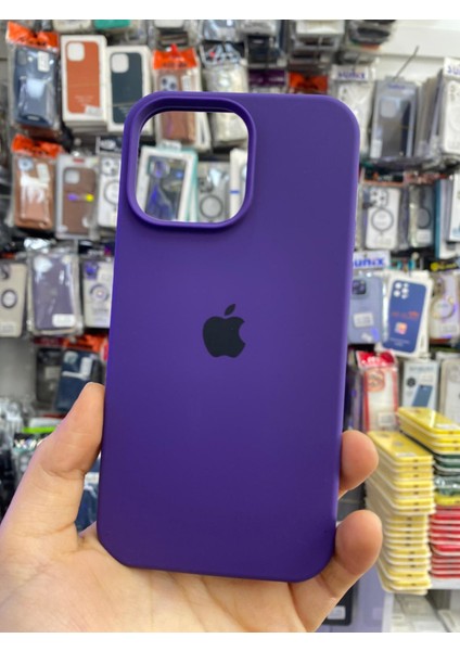 Iphone 14 Pro Max Uyumlu Içi Kadife Logolu Lansman Kılıf