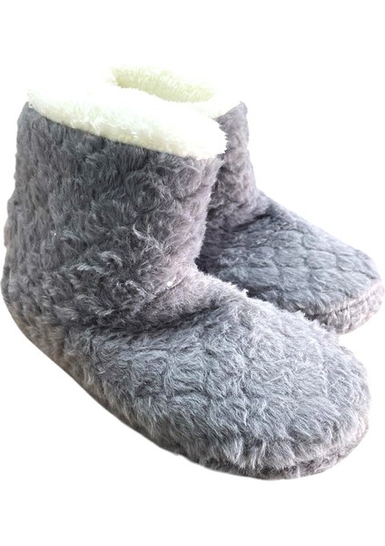 Auris B2025001 Kadın Peluş Kışlık Günlük Ev Botu Gri
