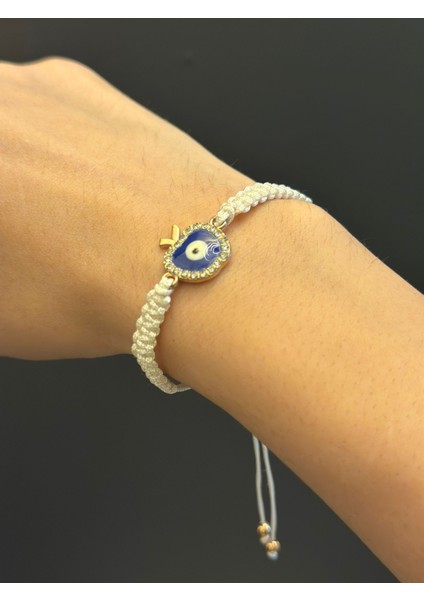 Makrome Nazarlı Elma Kadın Ip Bileklik