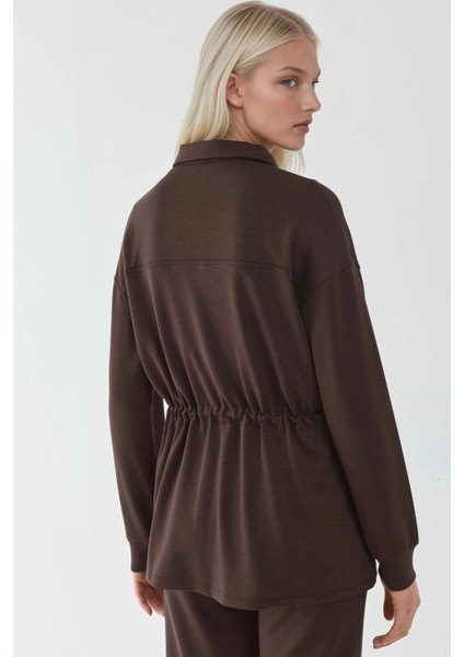 Kadın Modal Touch Beli Ayarlanabilir Uzun Ceket Kahve Kahvesi fiyatları