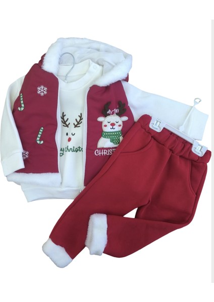 Laura Baby Yılbaşı / Yeniyıl Kapüşonlu 3'lü Erkek Bebek Takımı fırsatları