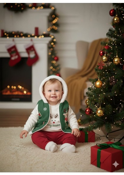 Laura Baby Yılbaşı / Yeniyıl Kapüşonlu 3'lü Erkek Bebek Takımı modelleri