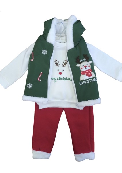 Laura Baby Yılbaşı / Yeniyıl Kapüşonlu 3'lü Erkek Bebek Takımı fırsatları