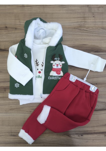 Laura Baby Yılbaşı / Yeniyıl Kapüşonlu 3'lü Erkek Bebek Takımı