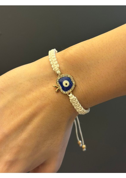 Makrome Nazarlı Elma Kadın Ip Bileklik modelleri