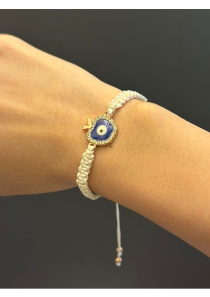 Makrome Nazarlı Elma Kadın Ip Bileklik