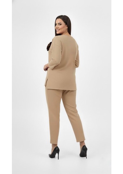 Kadın Büyük Beden Truvakar Kol Çiçek Detaylı Iki Iplik Eşofman Takımı 8224-26 fiyatları