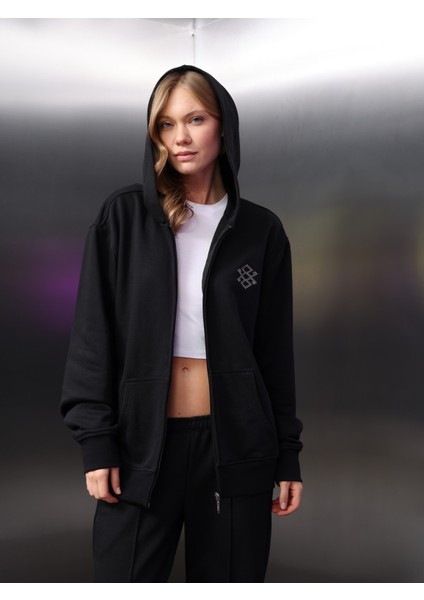 Kadın Nakış Detay Fermuarlı Sweat Takım