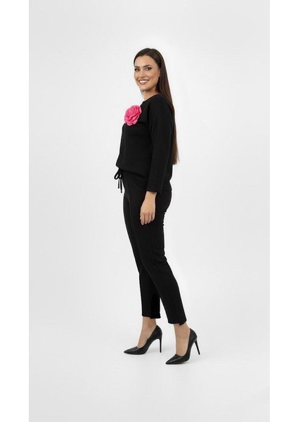 Kadın Büyük Beden Truvakar Kol Çiçek Detaylı Iki Iplik Eşofman Takımı 8224-26 fiyatları