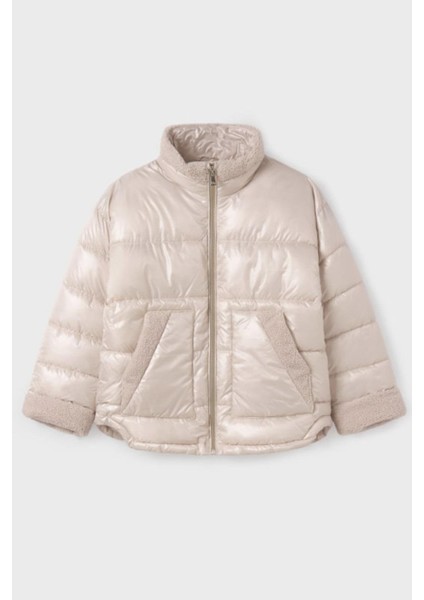 Kız Çocuk 8-18 Yaş Peluş Detaylı Kışlık Mont Bej fiyatları