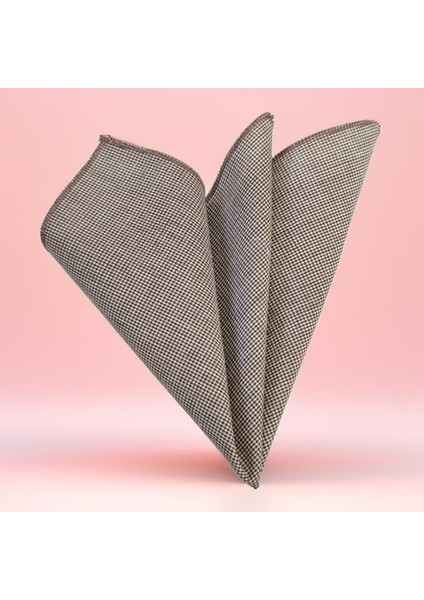 Kahverengi Beyaz Kazayağı Desenli Ince Vual Dokuma Cep Aksesuarı Yaka Mendili