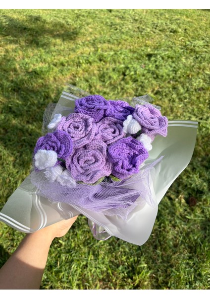 Örgü Lila Gül Buketi,lila Gül,el Yapımı Örgü Çiçek Buketi,anneye,sevgiliye,öğretmene Hediye fiyatları