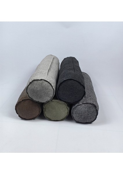 Keten Kumaş Silindir Yastık Fermuarlı Bolster Yoga Yastık Kılıfı Siyah 20X50 fırsatları