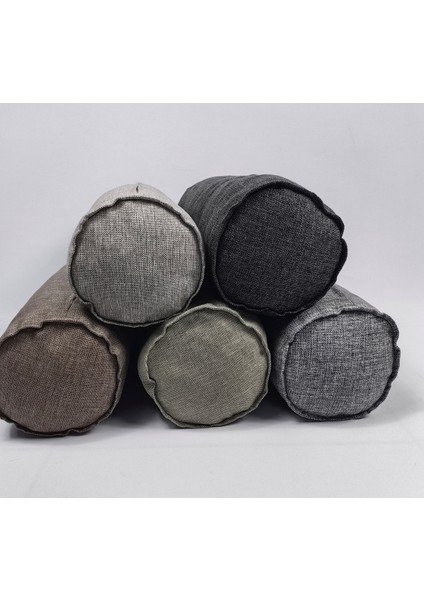 Keten Kumaş Silindir Yastık Fermuarlı Bolster Yoga Yastık Kılıfı Siyah 20X50