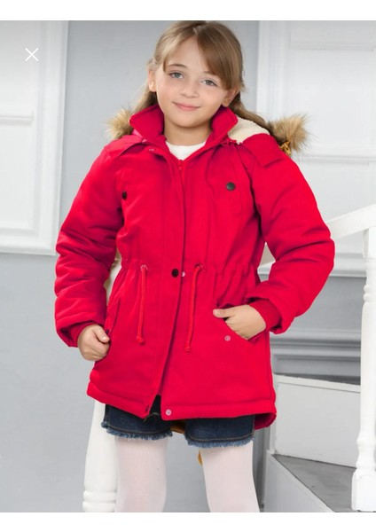 Kız Çocuk Su Geçirmez Çıkarılabilir Kapüşonlu Pelüş Kürk Astarlı Uzun Mont Kaban modelleri