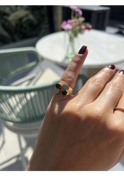 Çift Sıra Altıgen Gümüş Serçe Parmak Yüzük fiyatları