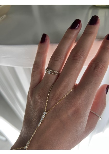 Taşlı Ikili Gümüş Kombin Yüzük