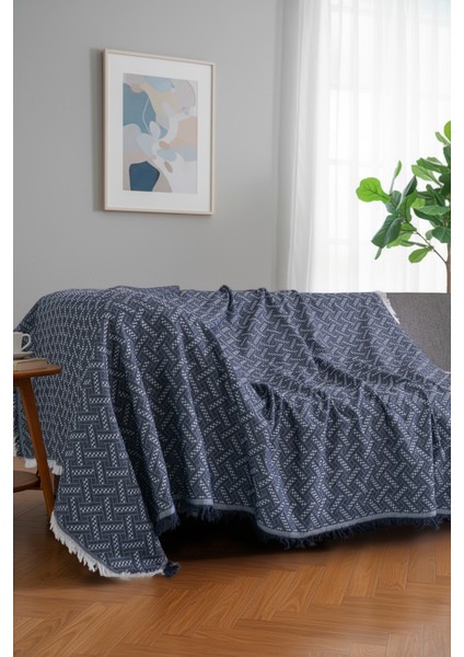 Pamuklu Dokulu Koltuk Şalı 170X220 cm – Saçaklı Tv Battaniyesi & Dekoratif Koltuk Örtüsü