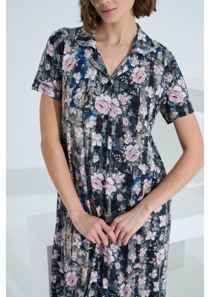 Kadın Yarım Kol Yakalı Penye Elbise - 45631 modelleri