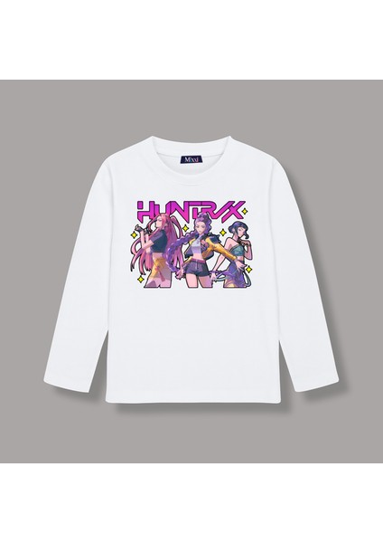 Kpop Demon Hunters Huntrix Uzun Kollu Baskılı Kız Çocuk Tişört (4-13 Yaş)