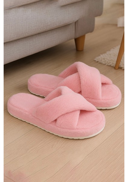 CP30 Tüylü Pofuduk Çapraz Kışlık Kadın Ev Terliği modelleri