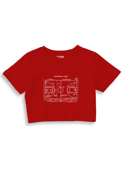 Basketball Court Crop Tişört - Kırmızı