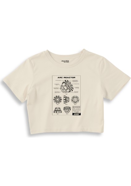 Arc Reactor Crop Tişört - Ekru