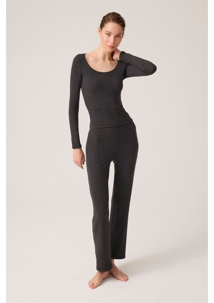 x Ece Antrasit Modal Kumaşlı Uzun Kollu Şortlu Pijama Takımı Ribbed Pj fiyatları