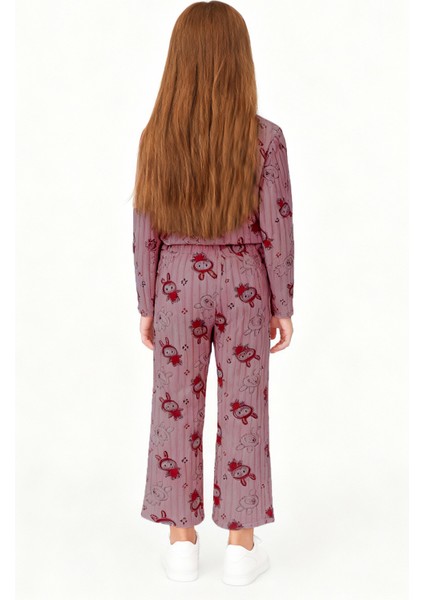 Kız Çocuk Pijama Altı Beli Lastikli Tavşan Baskılı modelleri