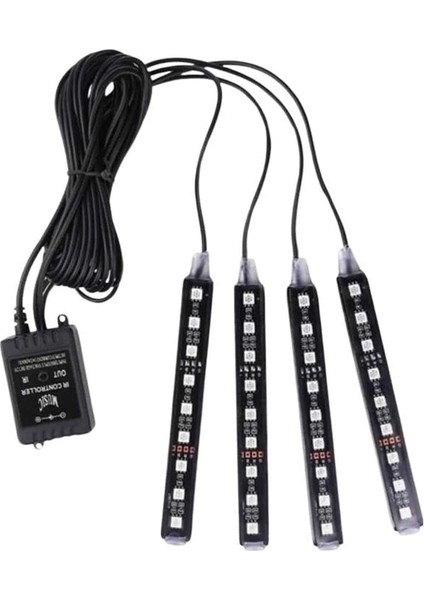 Araç Içi Aydınlatma Kumandalı 12 LED Ayak Altı LED Ambiyans Işığı Sese Duyarlı Kumandalı